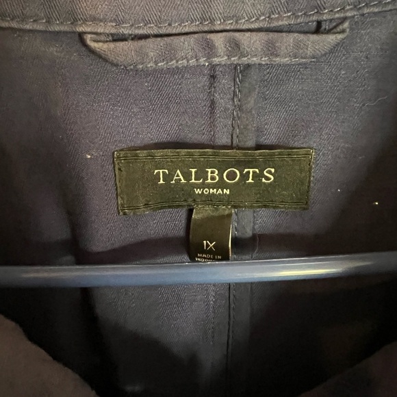 Navy blue Talbots cinch waist jacket. - Picture 3 of 4